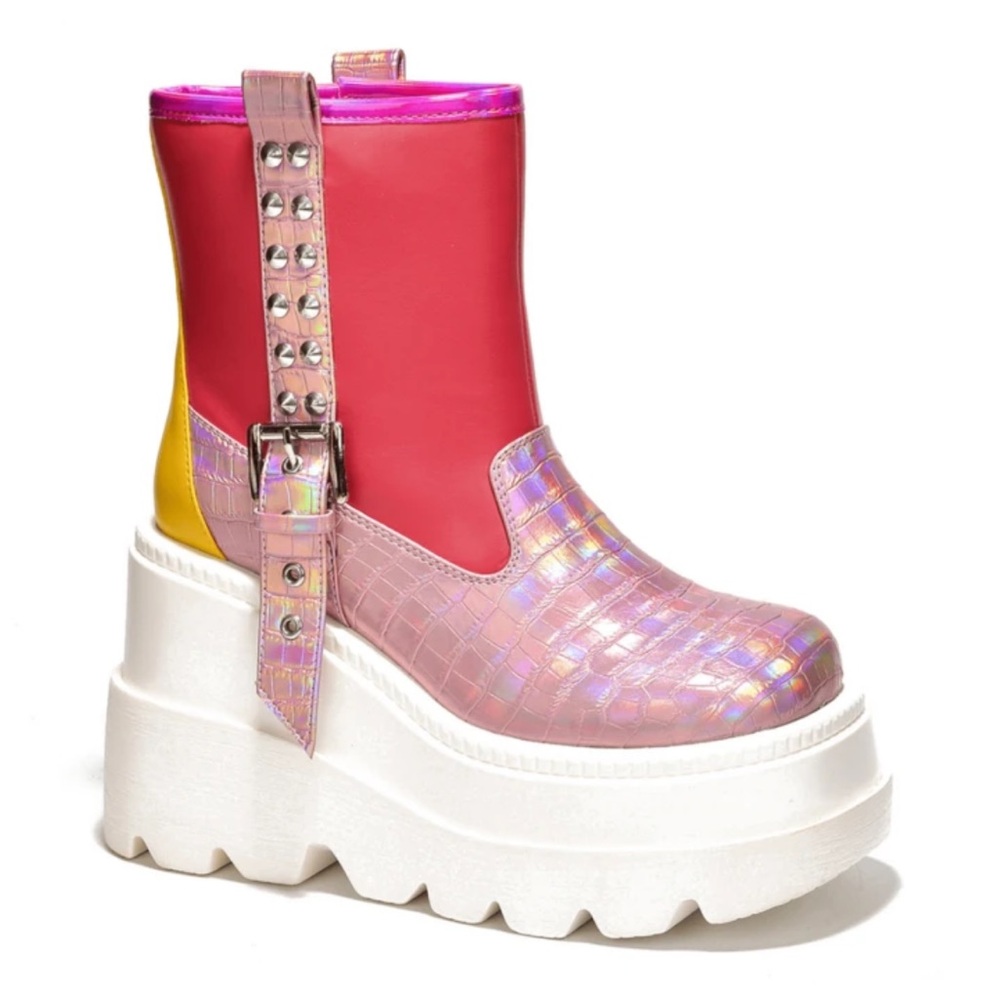 •CAPE ROBBIN• “Esska” Chunky Platform Stud Buckle Multi Ankle Boots // NIB - Picture 5 of 16